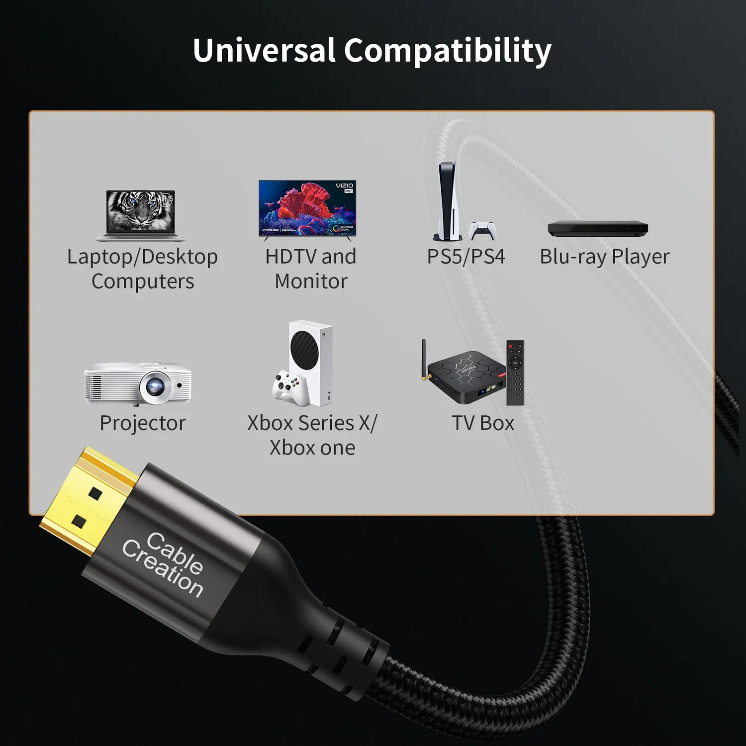 CableCreation Ultra HD HDMI kabel 8K grijs 1 m