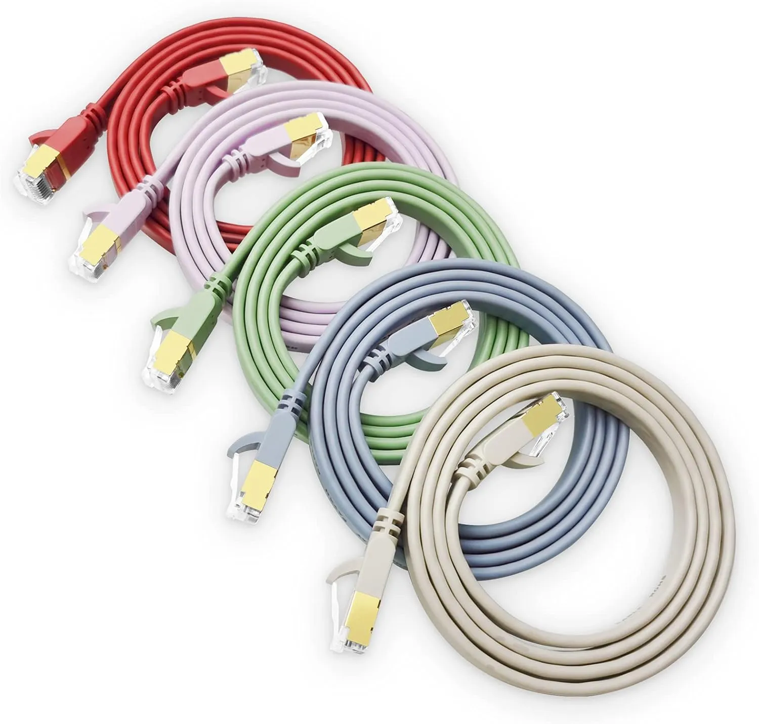 Yauhody Y-NC8-FG platte CAT8 netwerkkabel 5-pack Morandi