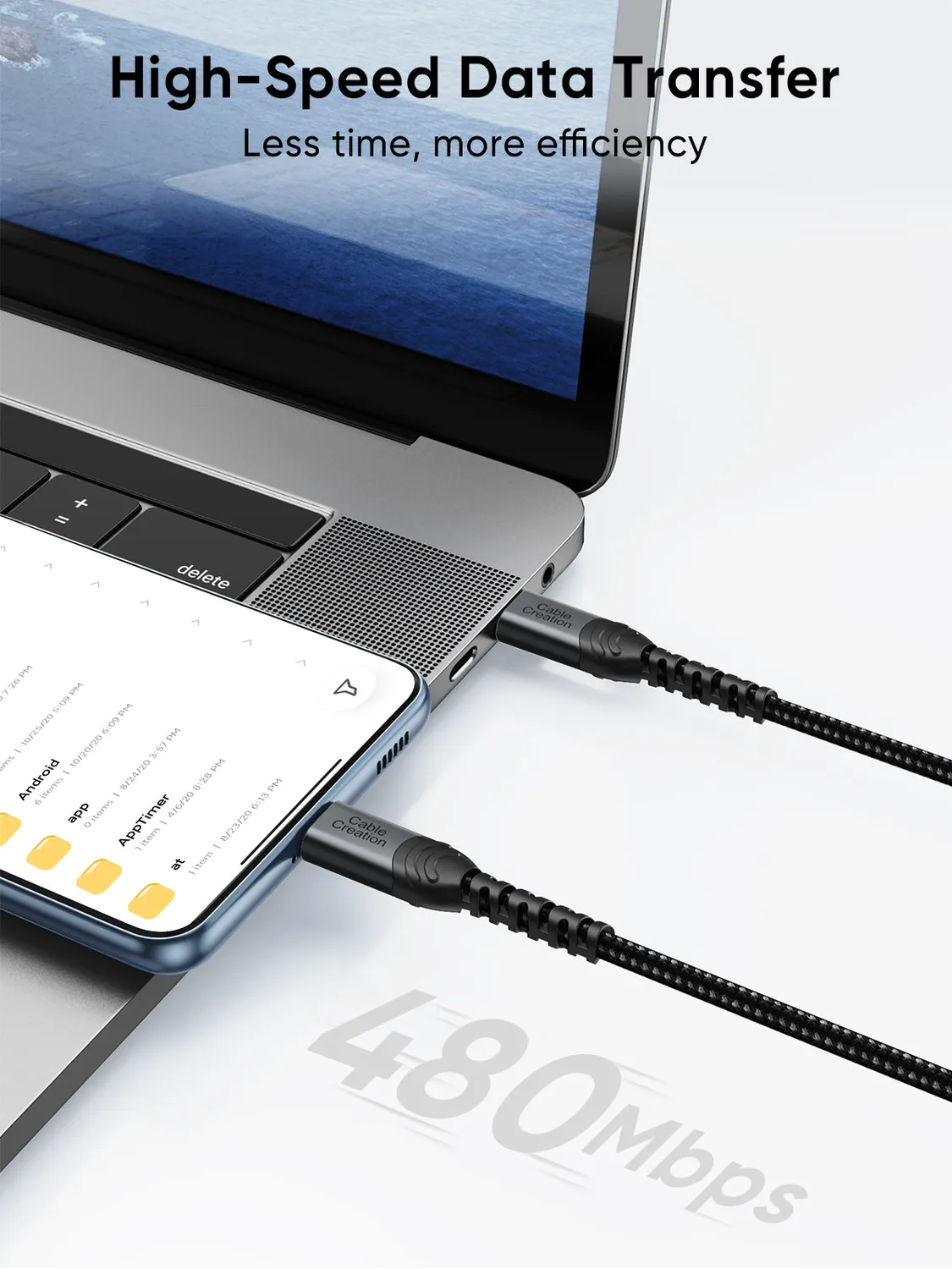 CableCreation USB-C naar USB-C oplaadkabel 0,3m 2-pack 60W
