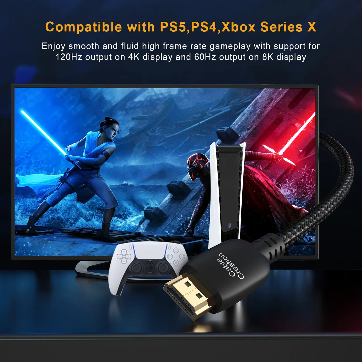 CableCreation 8K Certified HDMI-kabel 1m gecertificeerd