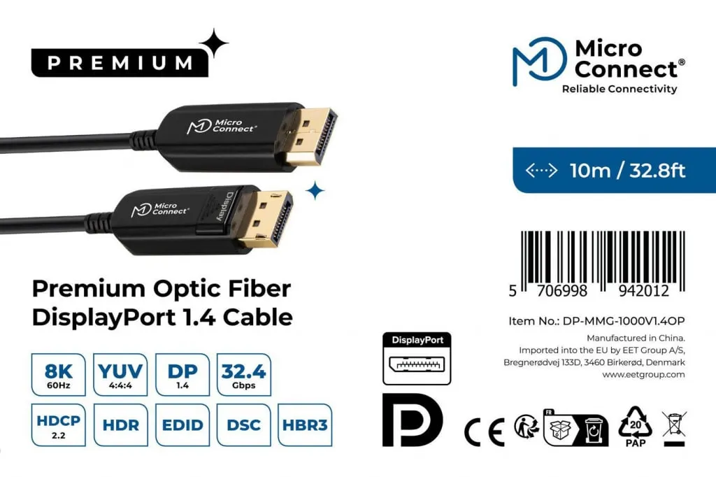 Microconnect Premium DisplayPort 1.4 kabel 10m