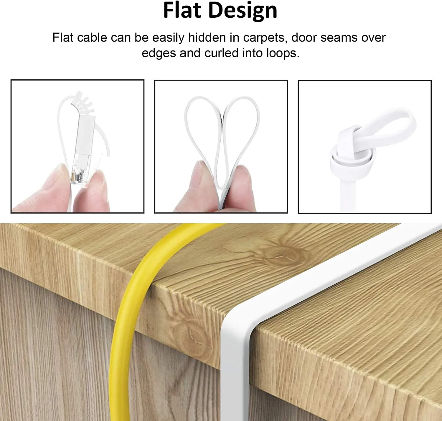 Yauhody Y-NC6-FW platte CAT6 netwerkkabel wit 6-pack 1Gbps