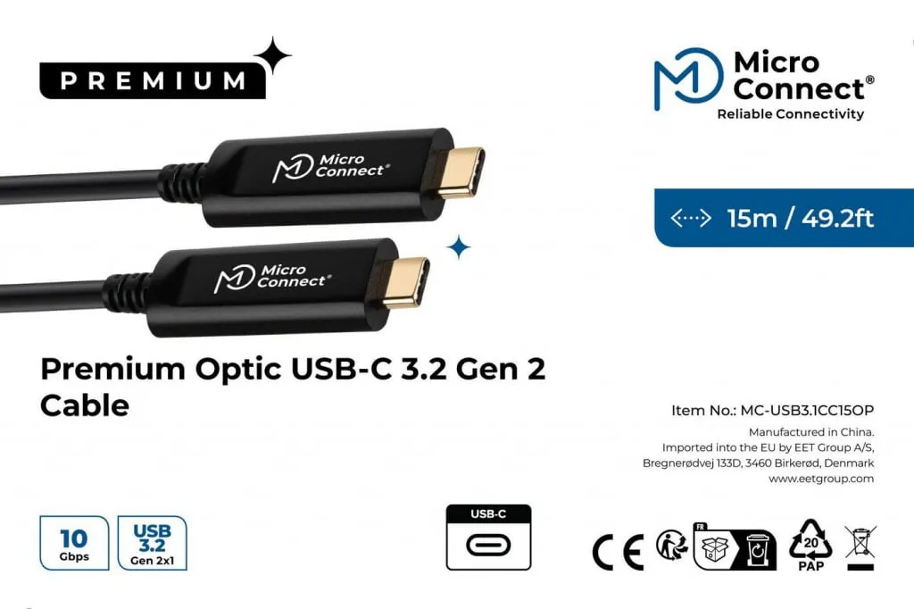 Microconnect Premium USB-C 3.2 Gen2 kabel 15m glasvezel