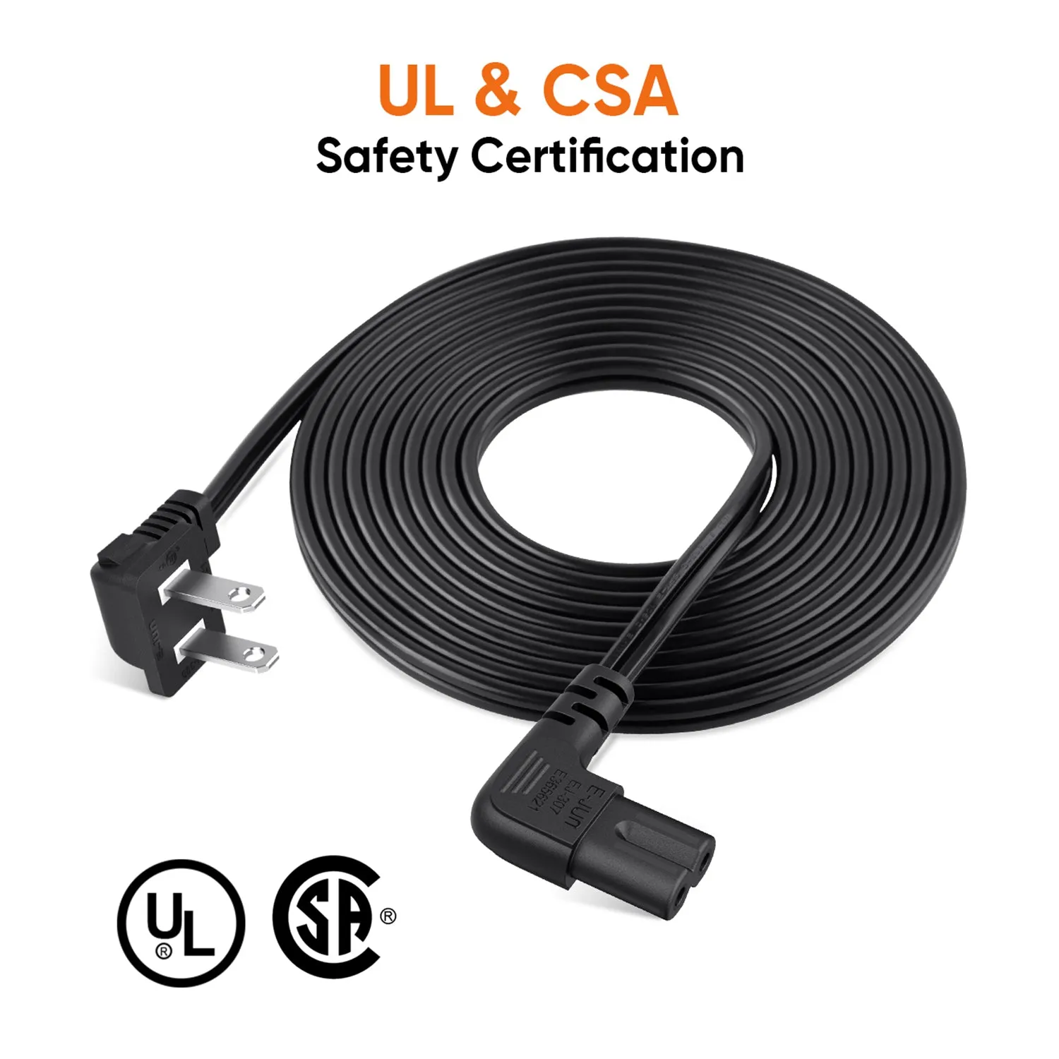 CableCreation netsnoer 2-polig 6FT 18AWG haaks