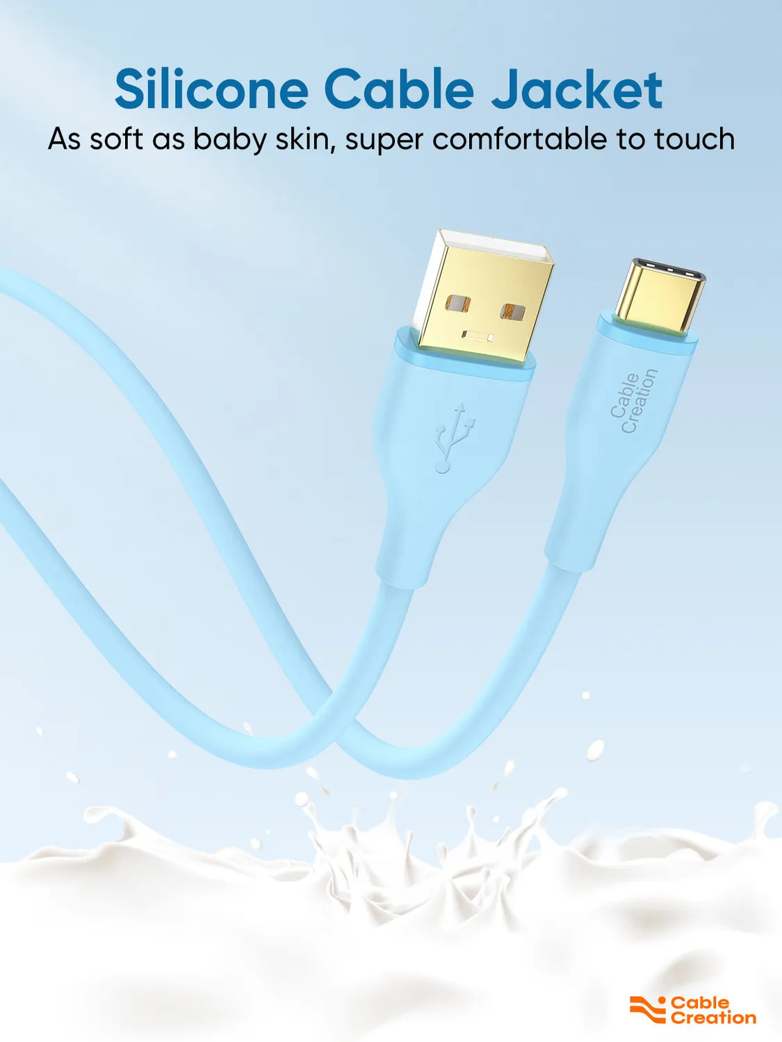 CableCreation Silicone USB-A USB-C oplaadkabel 6FT 60W