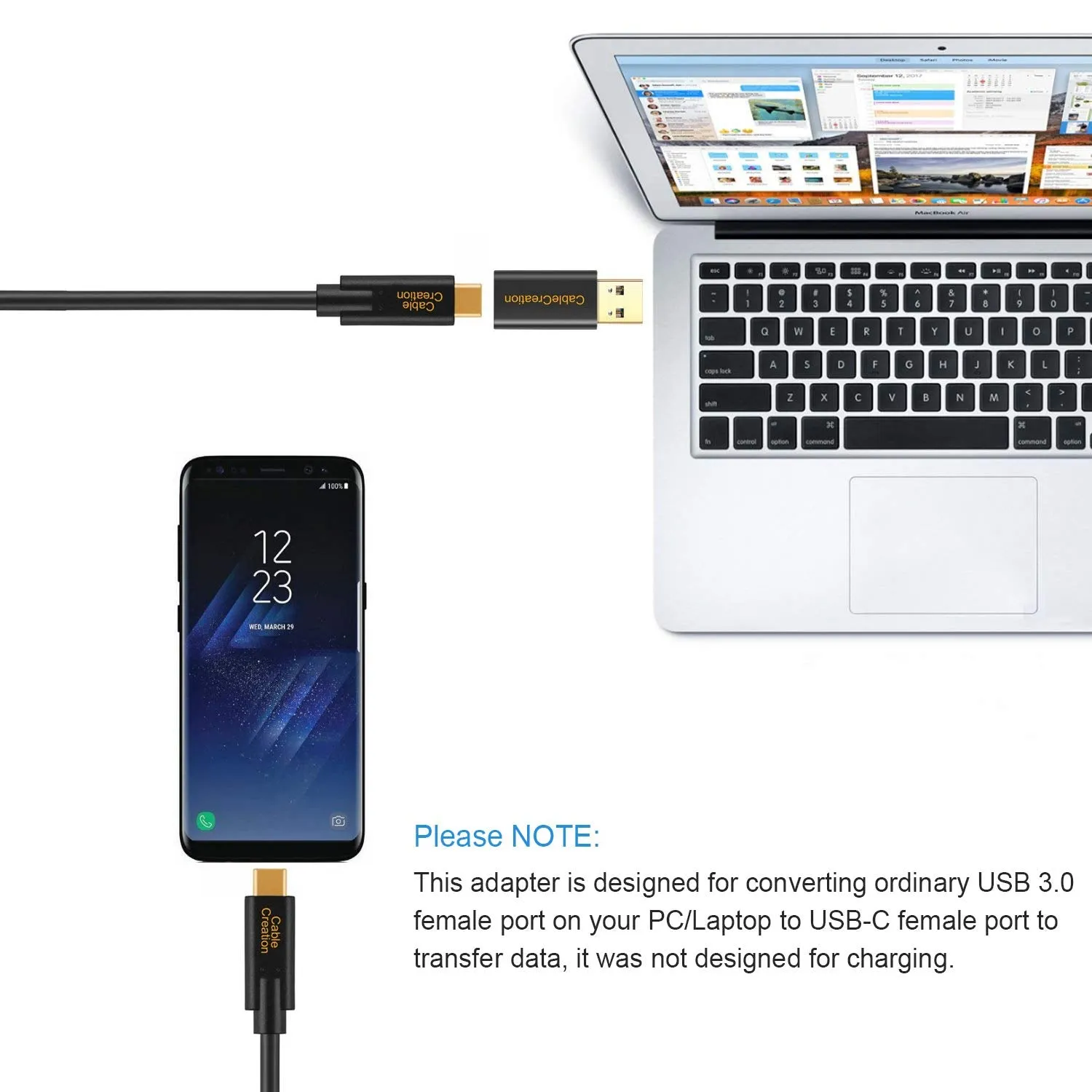 CableCreation USB-C naar USB-A adapter 3-pack data