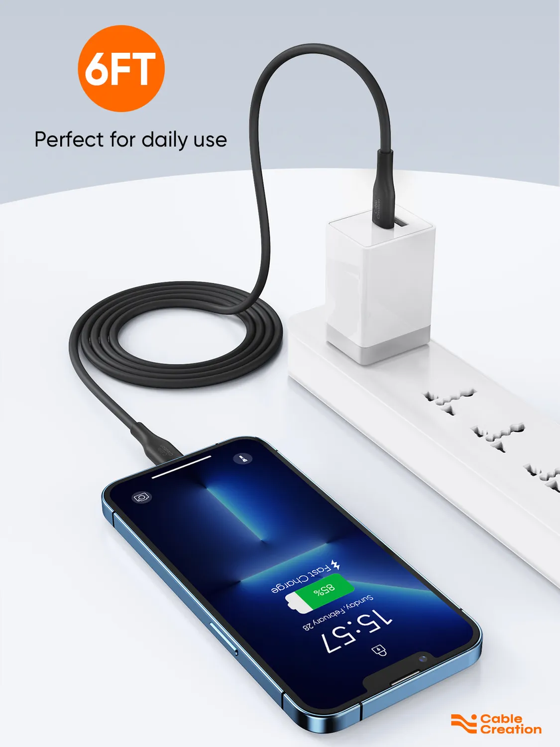 CableCreation Silicone USB-C Lightning Kabel 1.8m zwart