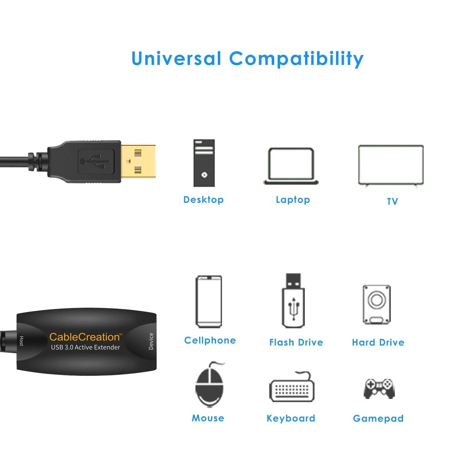 CableCreation USB 3.0 Verlengkabel Actief 5m