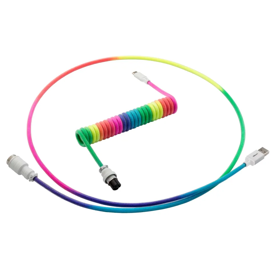 CableMod Pro coiled toetsenbordkabel 150cm rainbow USB-C