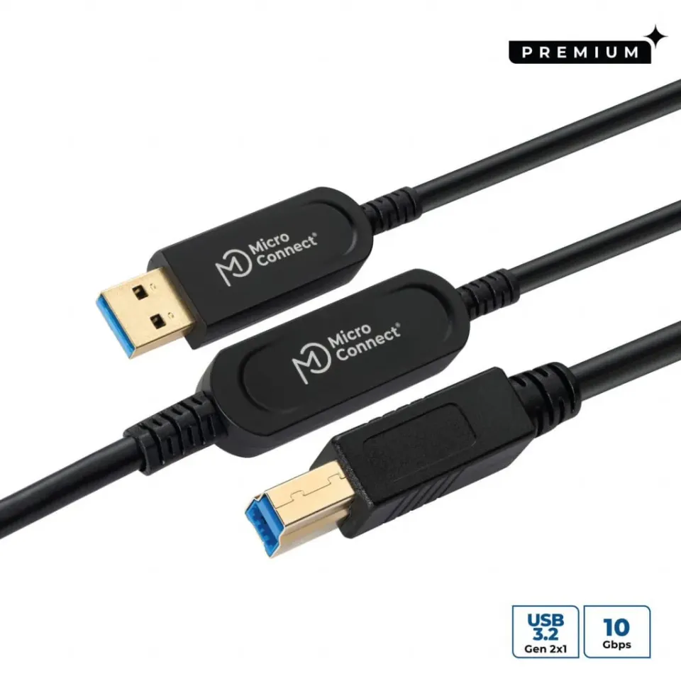 Microconnect Premium USB 3.2 A-B Glasvezelkabel 30m 10Gbps
