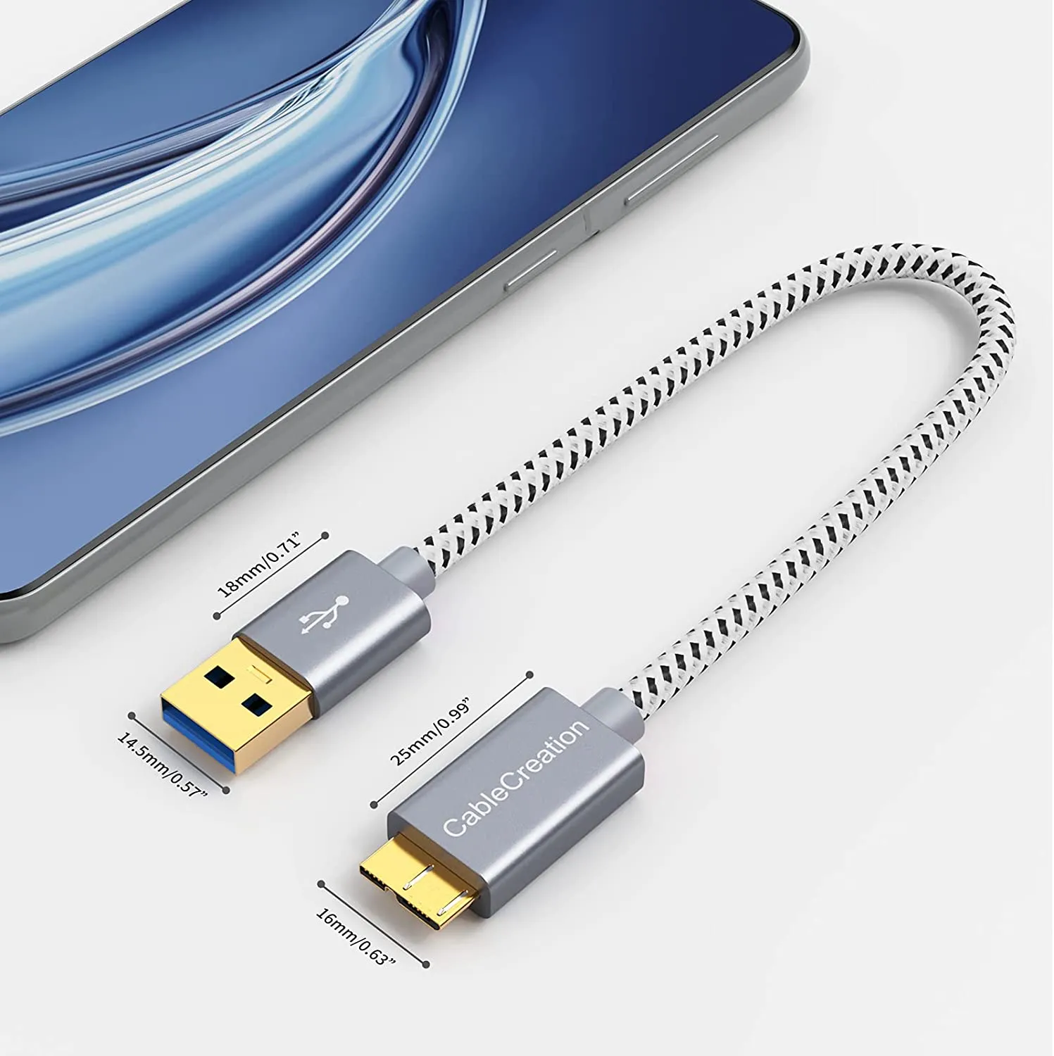 CableCreation USB-A naar Micro-B USB 3.0 kabel 0,3 m