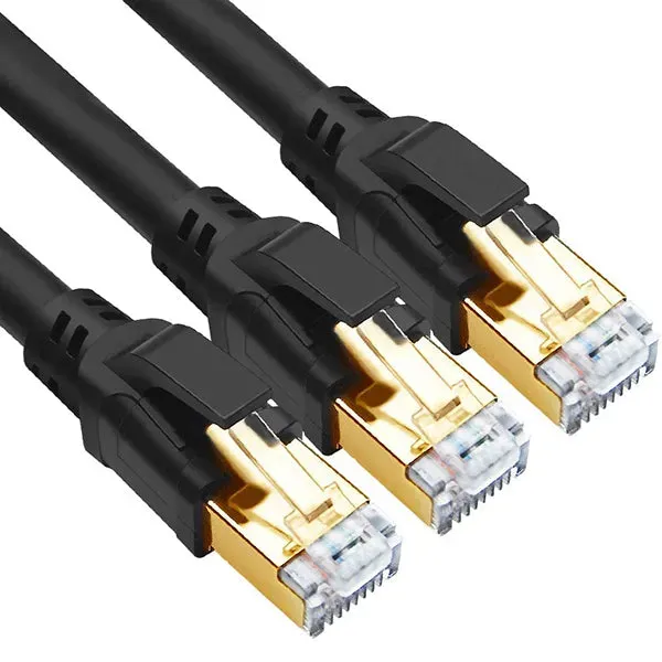 Yauhody Y-NC8-RB ronde CAT8 kabel zwart 3-pack S/FTP