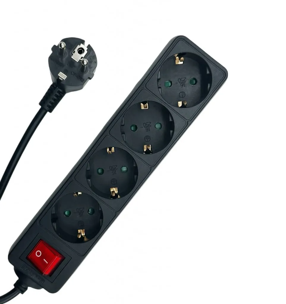 Microconnect stekkerdoos 4-voudig schakelaar 5m zwart