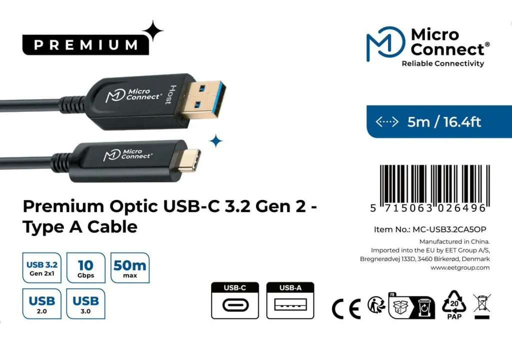 Microconnect Premium USB-C naar USB-A kabel 5m 10Gbps