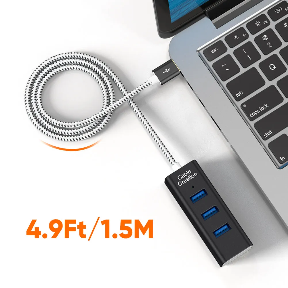 CableCreation 4-Poort USB 3.0 Hub 1.5m aluminium