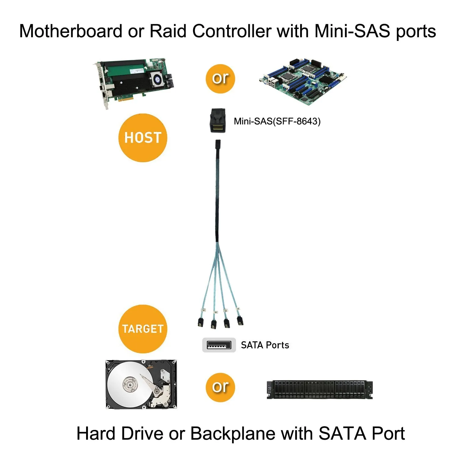 CableCreation Mini SAS naar 4x SATA kabel 1m 3,3ft