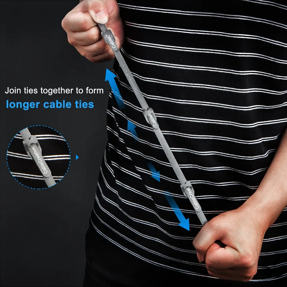 CableCreation kabelbinders klittenband 15cm zwart 50 stuks