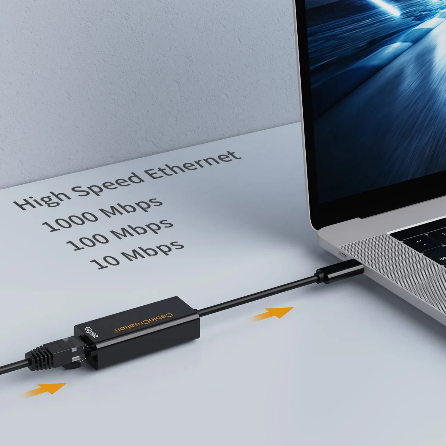 CableCreation USB-C naar ethernet adapter 1Gbps bekabeld