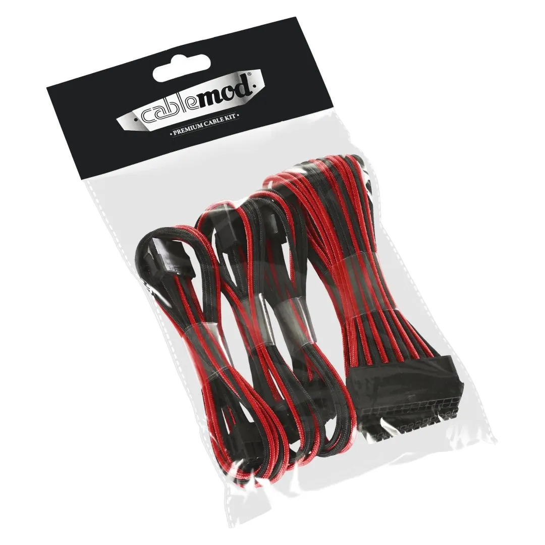 CableMod Classic 6+6 Pin kabel extensionset zwart-rood