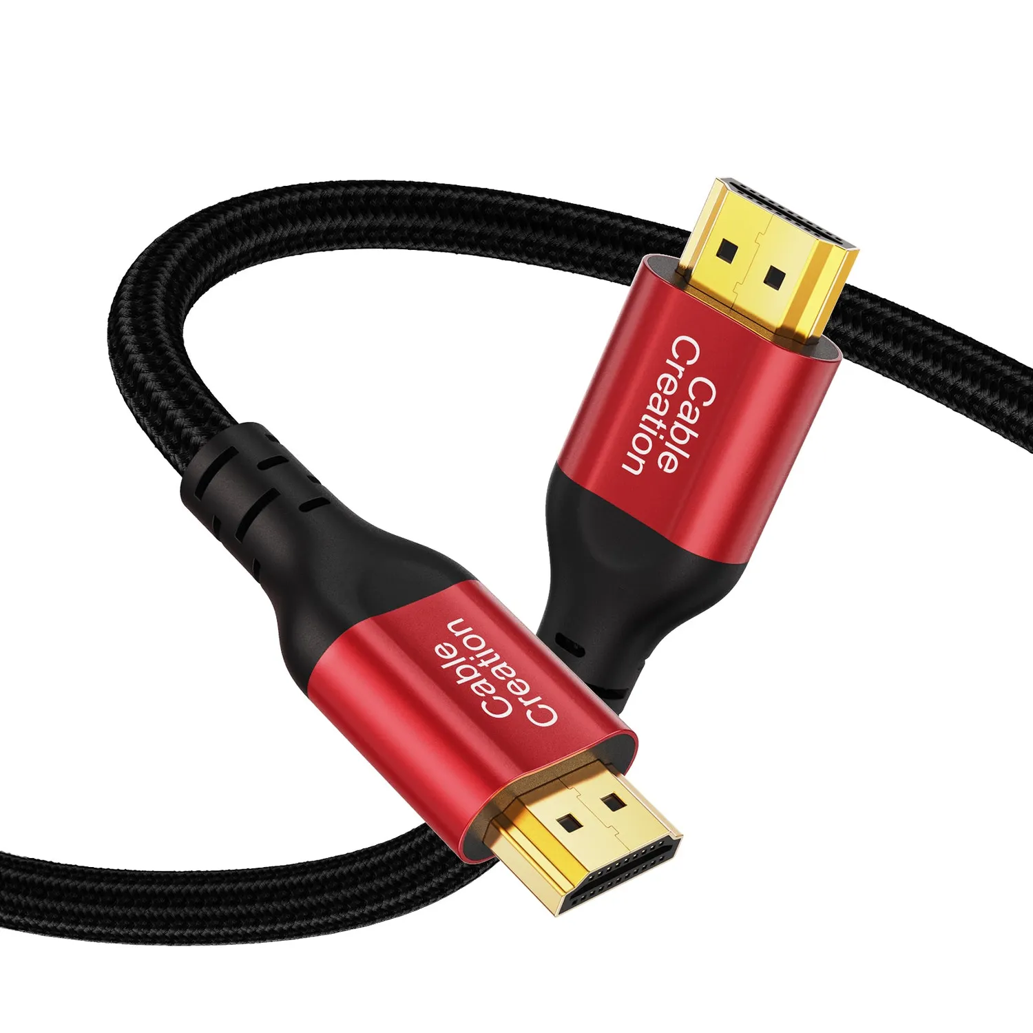 CableCreation HDMI kabel 8K 1 meter rood gevlochten