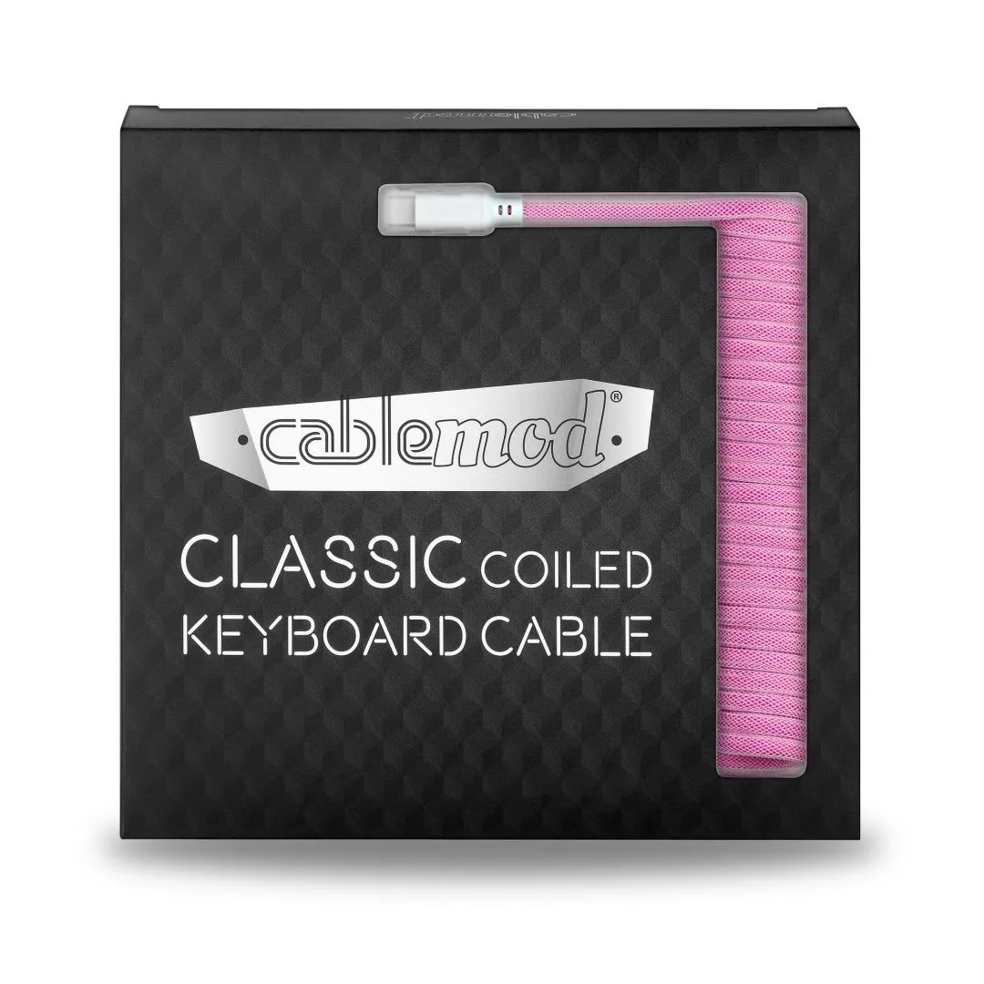 CableMod Classic coiled toetsenbordkabel strawberry cream 150cm
