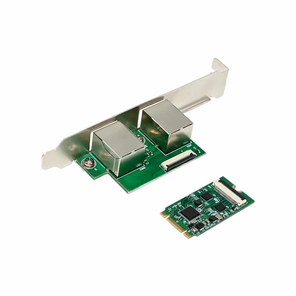 Microconnect PCIe M.2 B+M 8111H netwerkkaart dual 1G RJ45