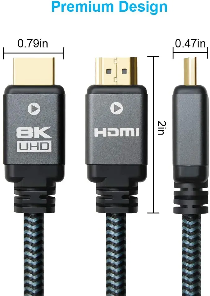 Yauhody Y-HDMI-BGA gevlochten 8K HDMI kabel 3-pack 48Gbps