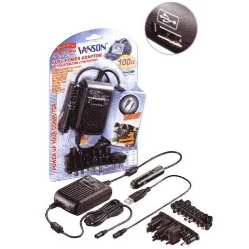 T.E.G. auto voeding 12V naar 15-24V 100W laptop