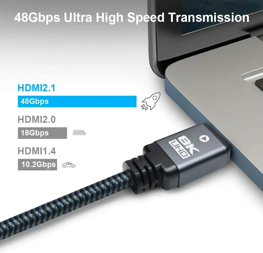 Yauhody Y-HDMI-BG Gevlochten 8K HDMI-kabel 48Gbps