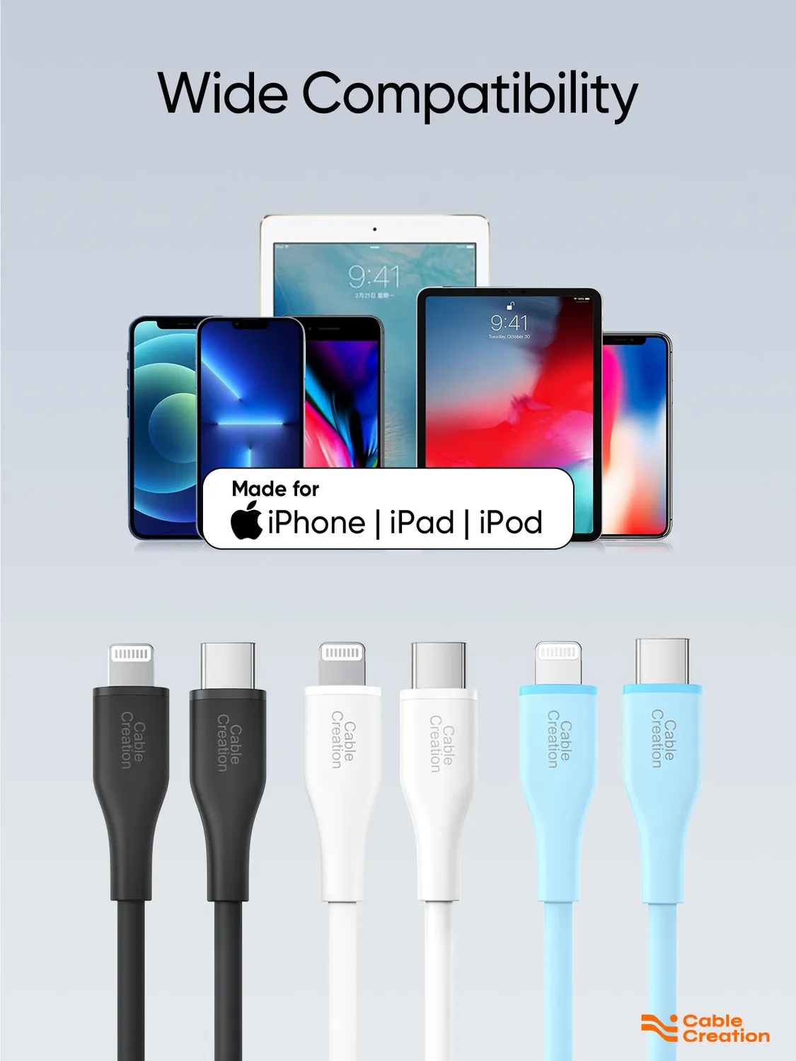 CableCreation Silicone USB-C Lightning Kabel 1.8m zwart