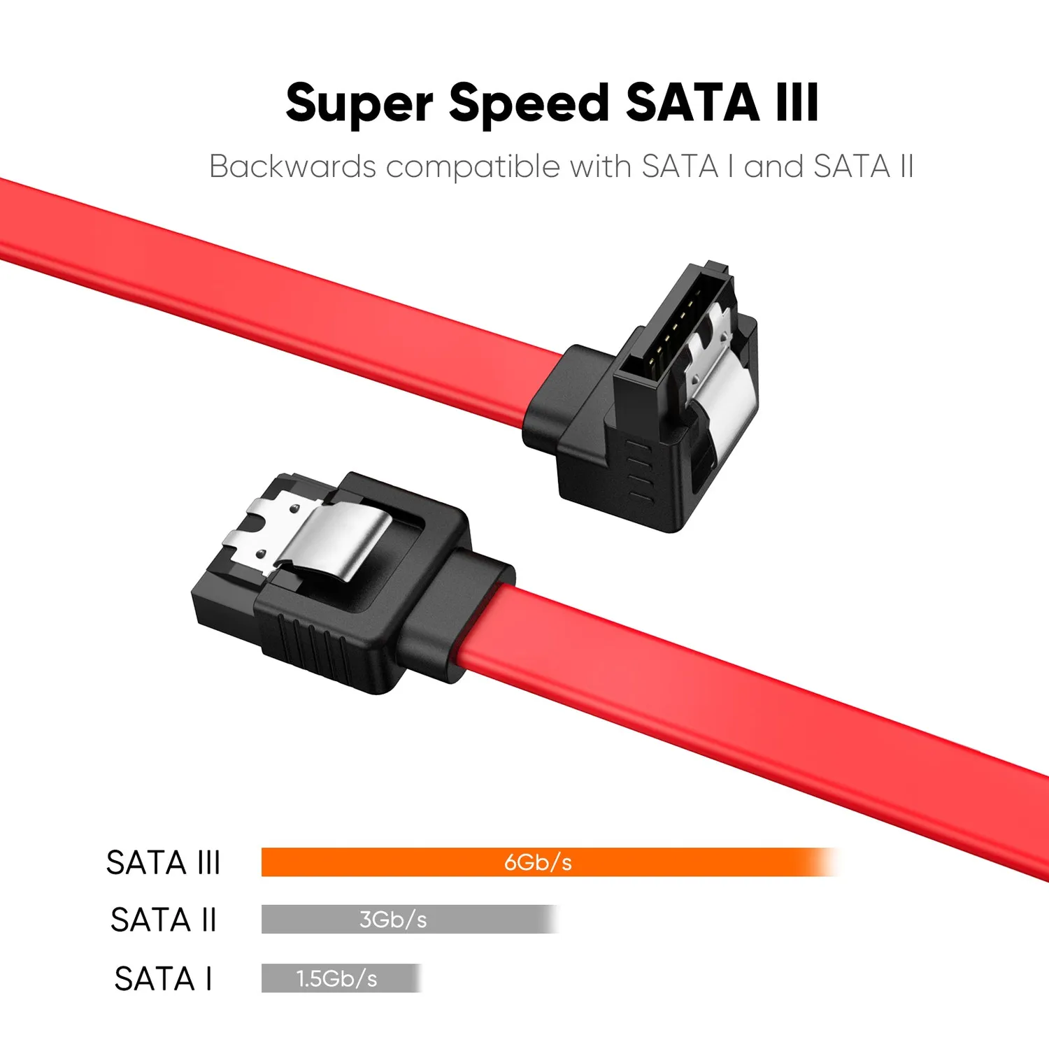 CableCreation SATA III kabel 18cm haaks 2-pack