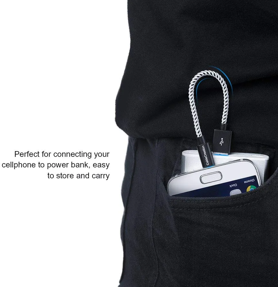 CableCreation USB naar Micro-USB kabel 0,15 m gevlochten