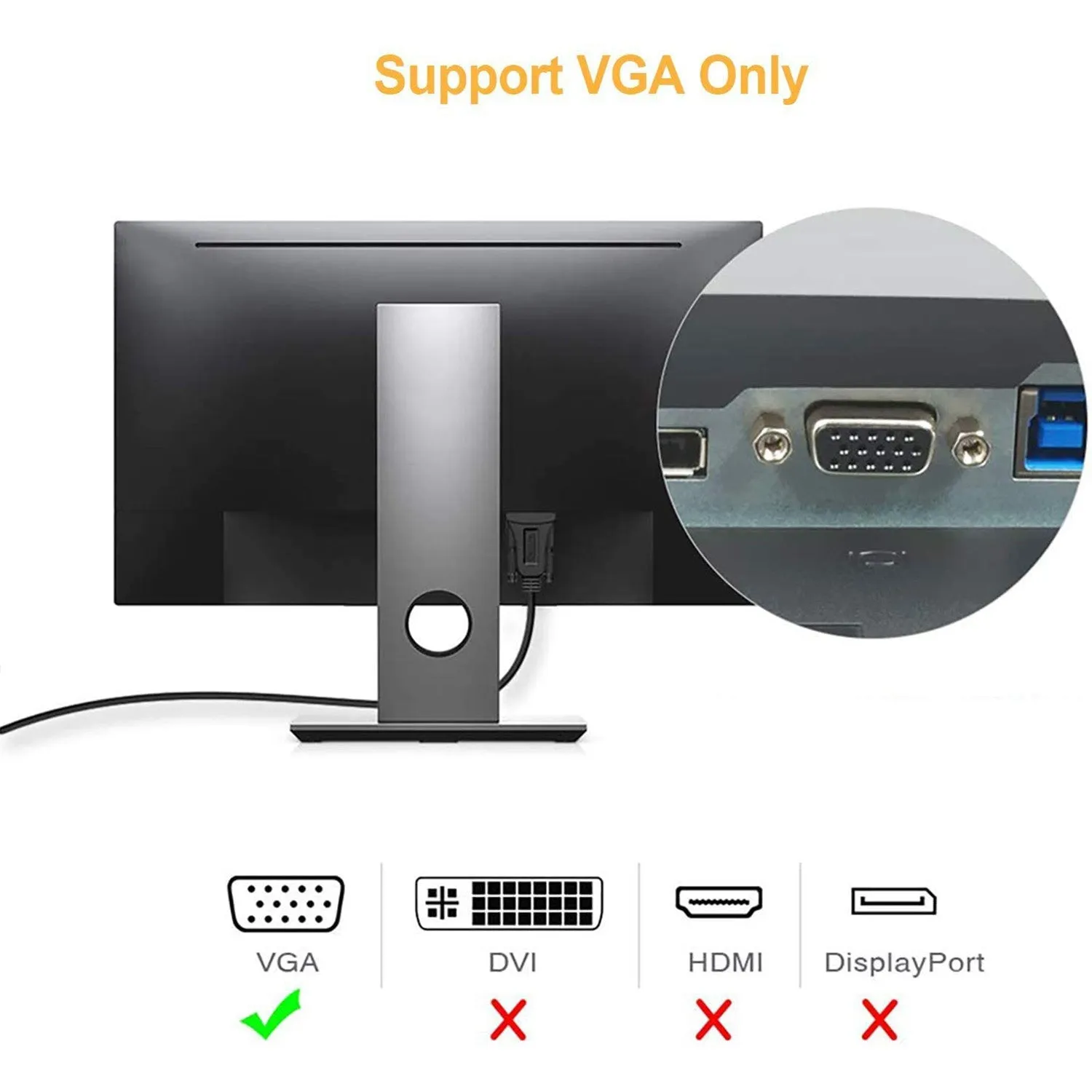 CableCreation USB 3.0 naar VGA kabel 1,8m Full HD 1080p