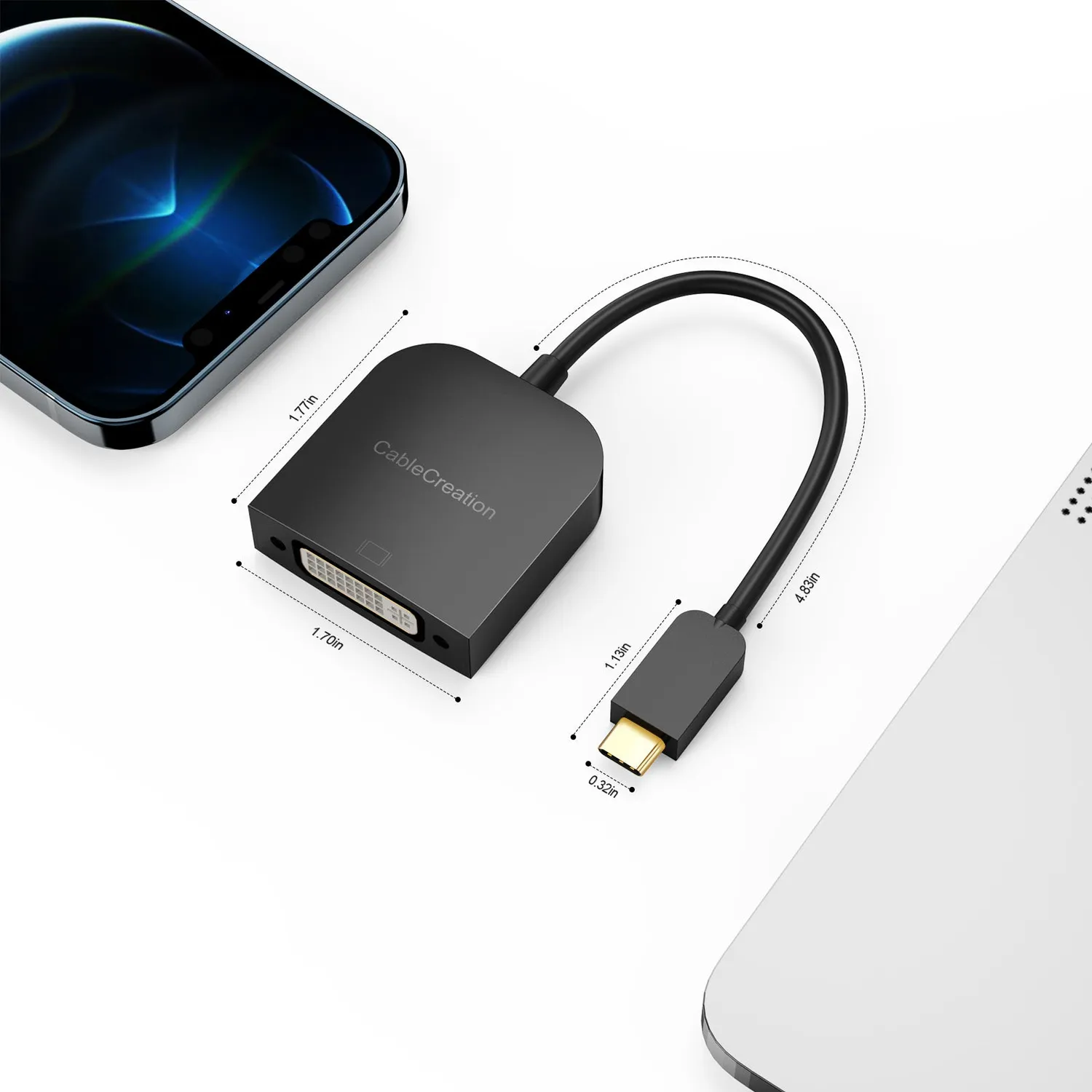 CableCreation USB-C DVI Adapter 1080p zwart
