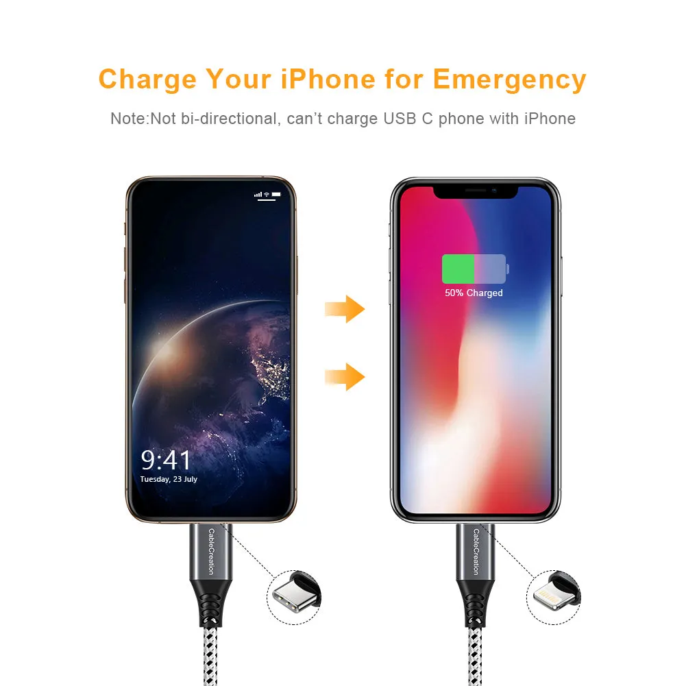 CableCreation USB-C Lightning Kabel 0.3m MFi nylon