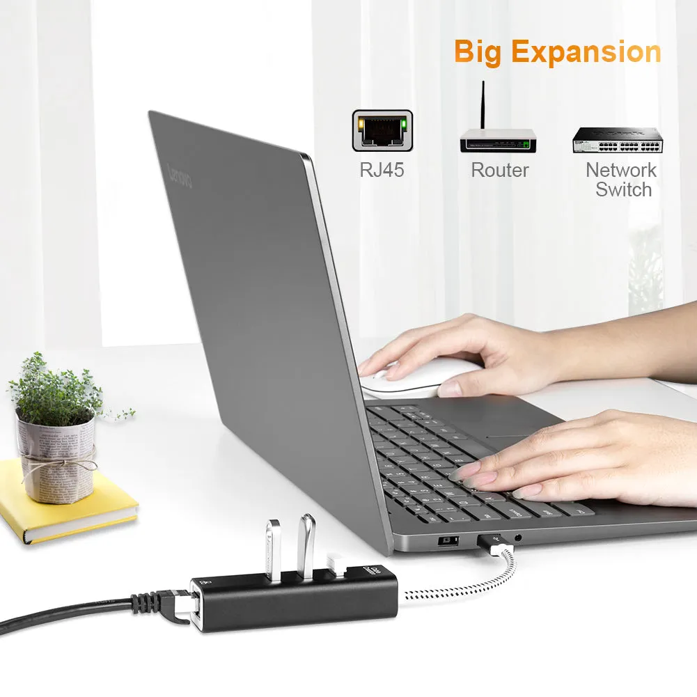 CableCreation 3-Poort USB 3.0 Hub Ethernet Adapter