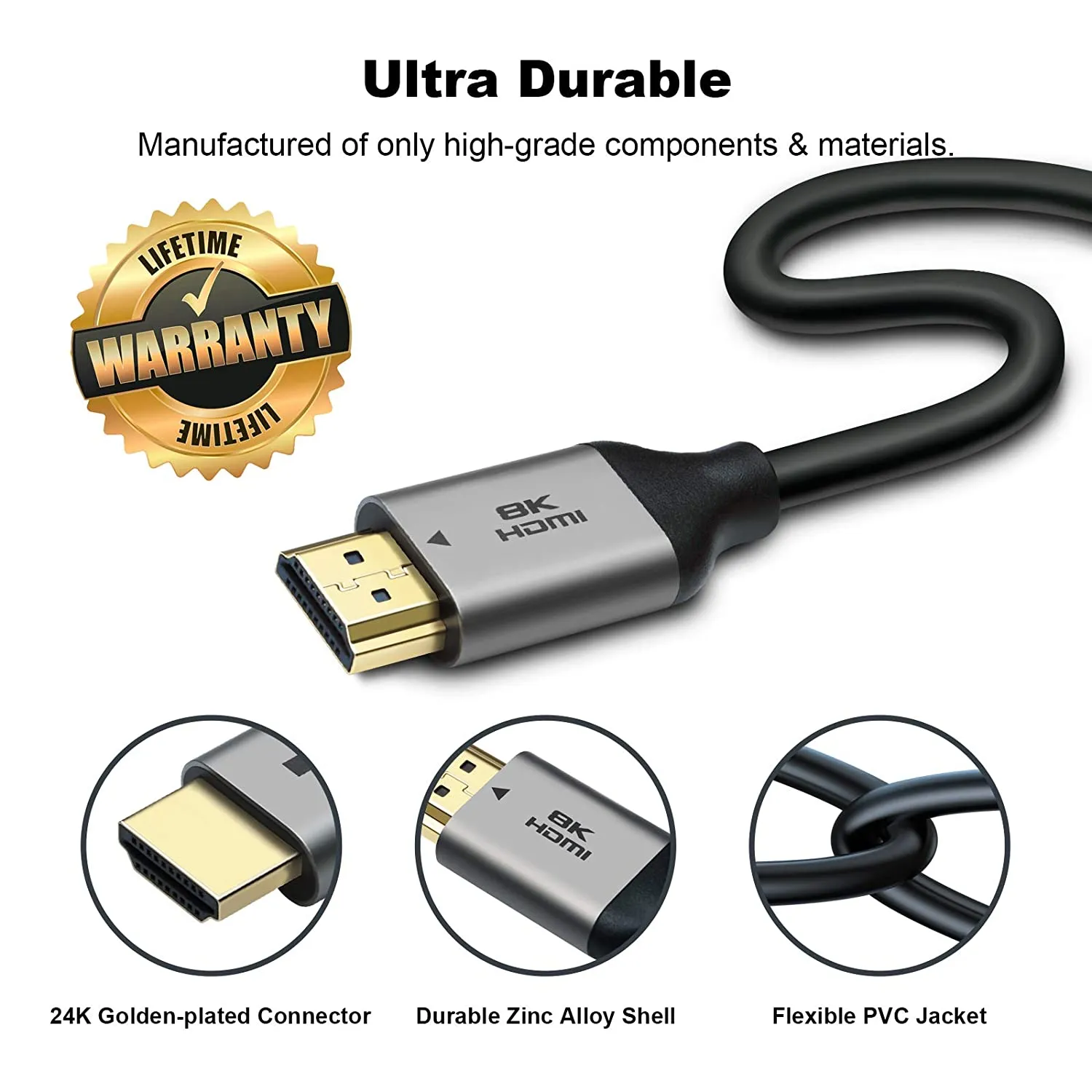 Yauhody Y-HDMI 8K HDMI-kabel 2.1 4-pack 48Gbps