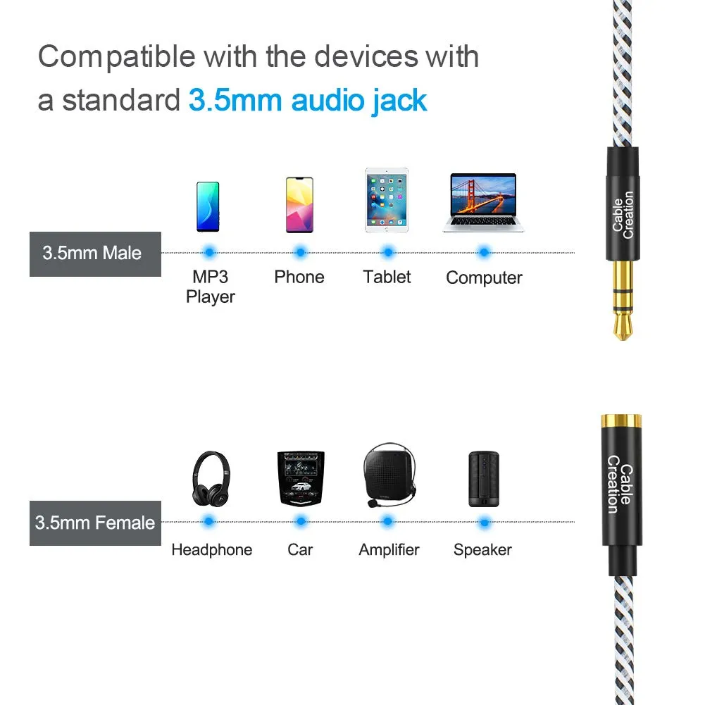 CableCreation 3,5mm audio verlengkabel 3 m nylon