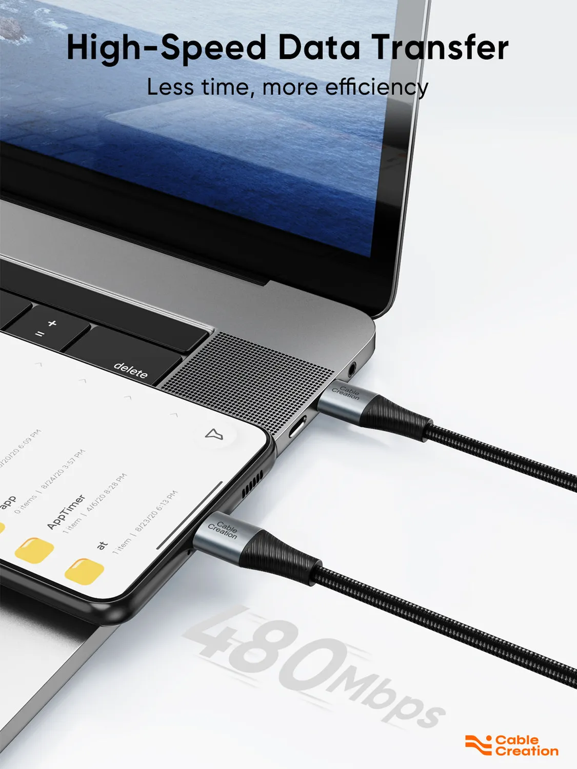 CableCreation USB-C naar USB-C kabel 6FT 60W gevlochten