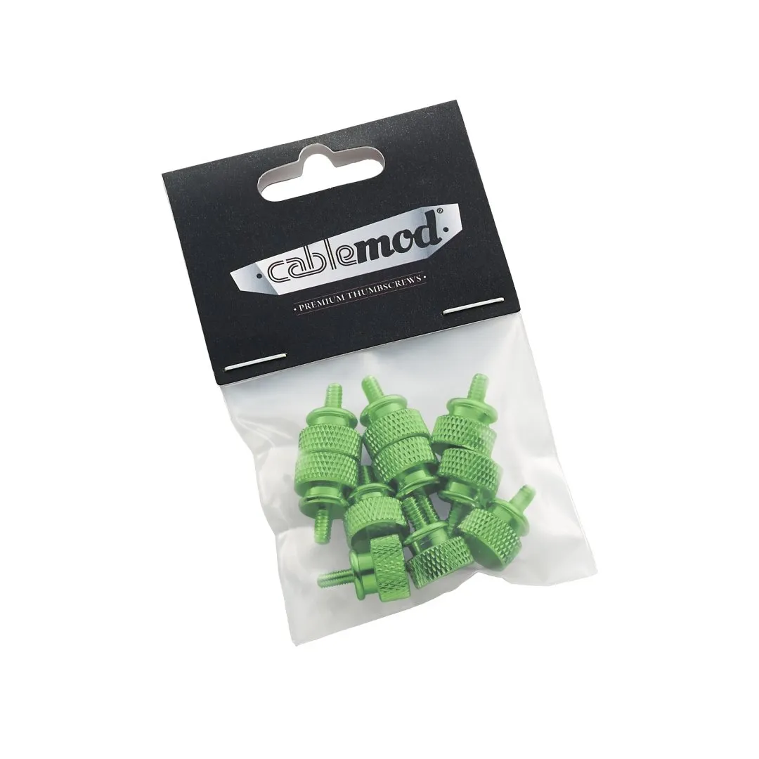 CableMod Anodized Aluminum thumbscrews UNC 6-32 groen