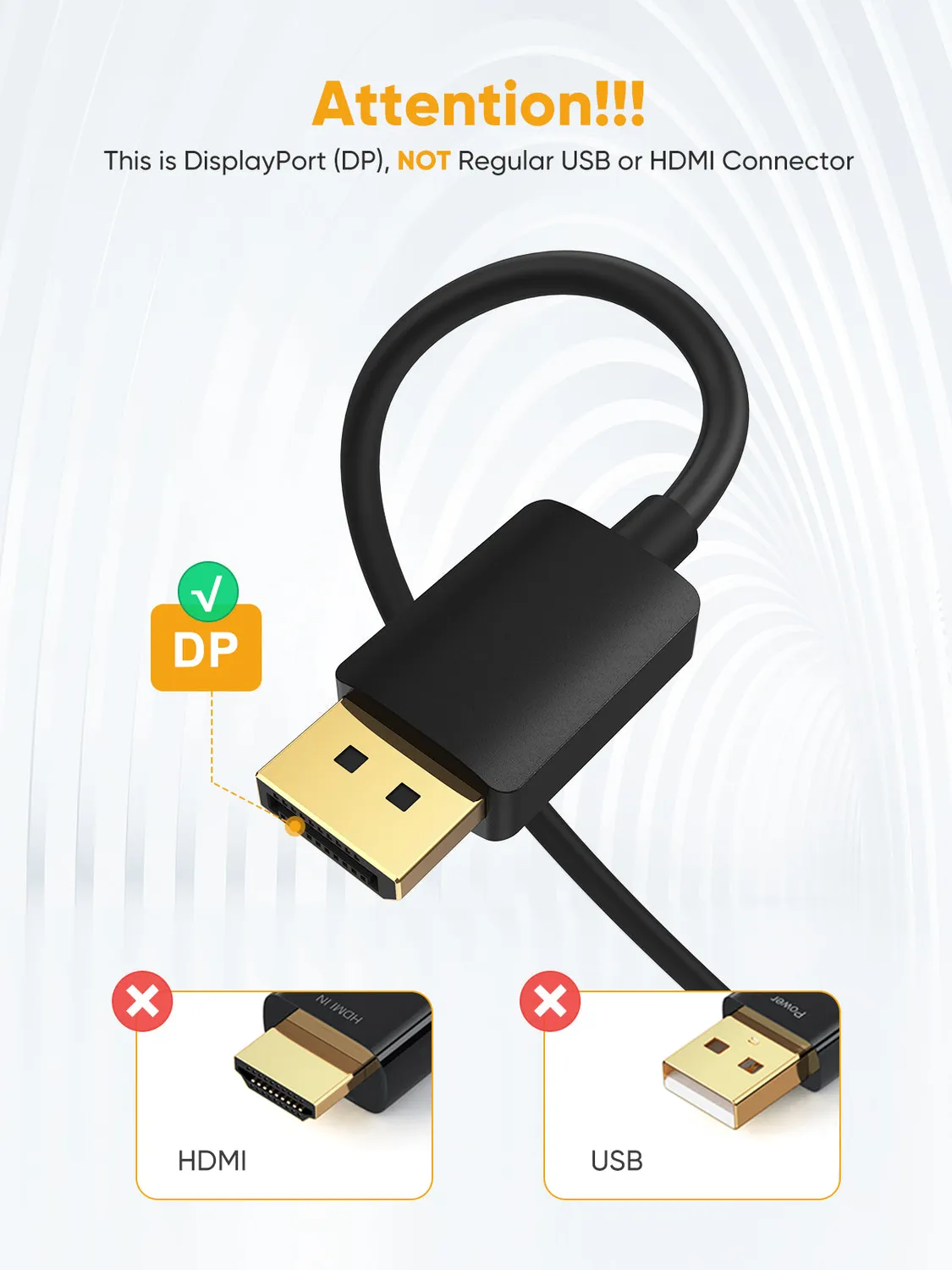 CableCreation DisplayPort naar HDMI kabel 4K 2,4 m