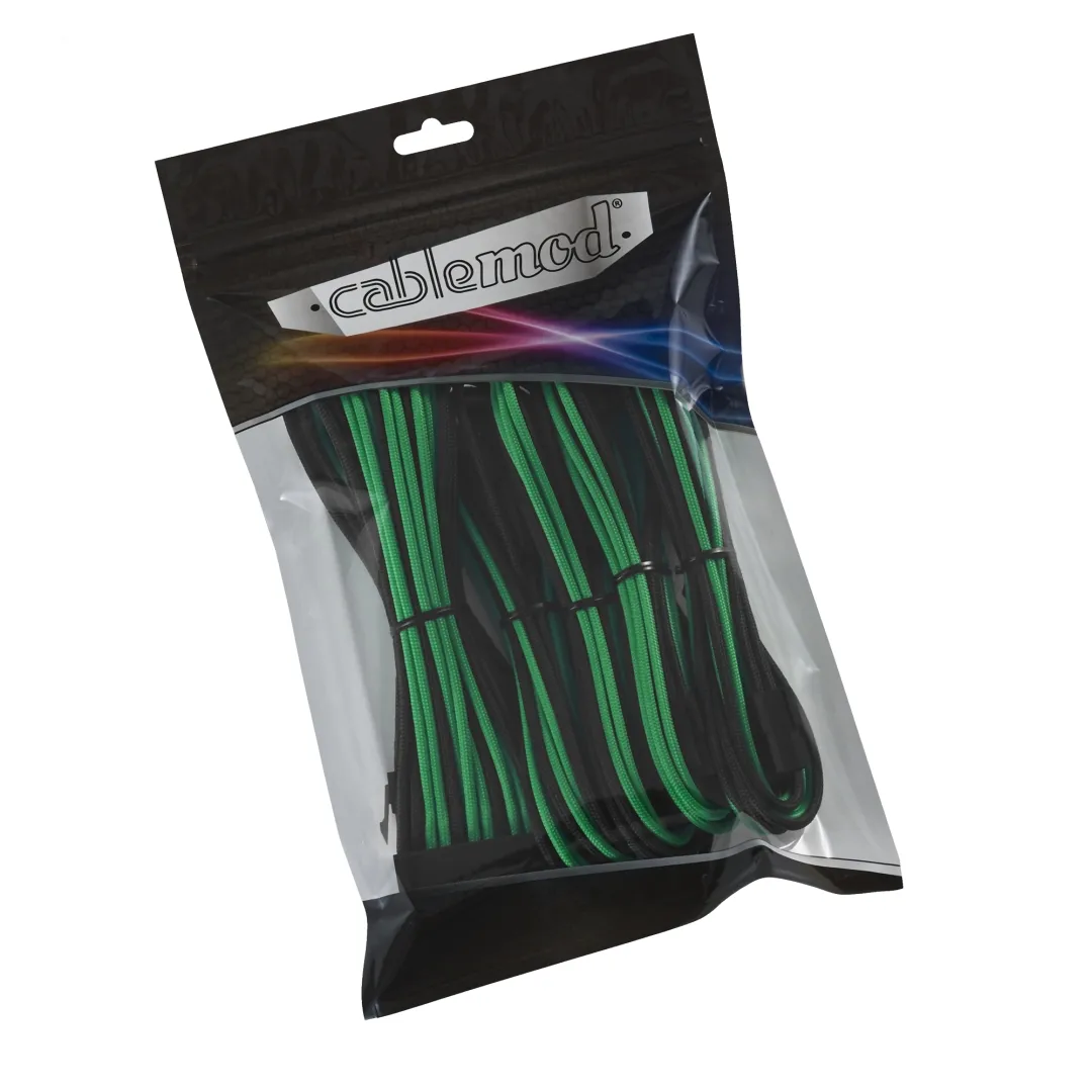 CableMod Classic ModFlex 8+8 kabelset zwart/groen flexibel
