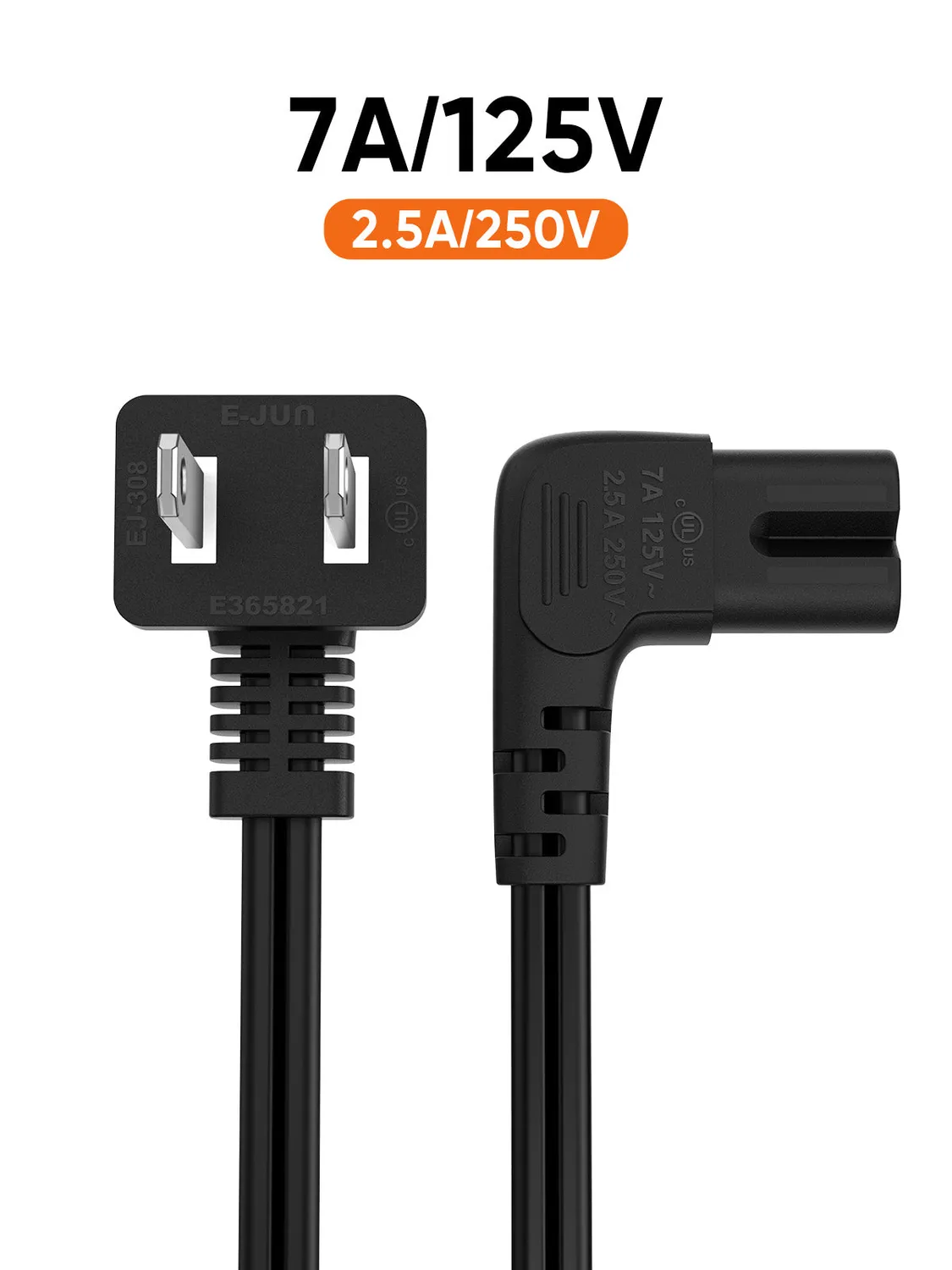 CableCreation netsnoer 2-polig 6FT 18AWG haaks