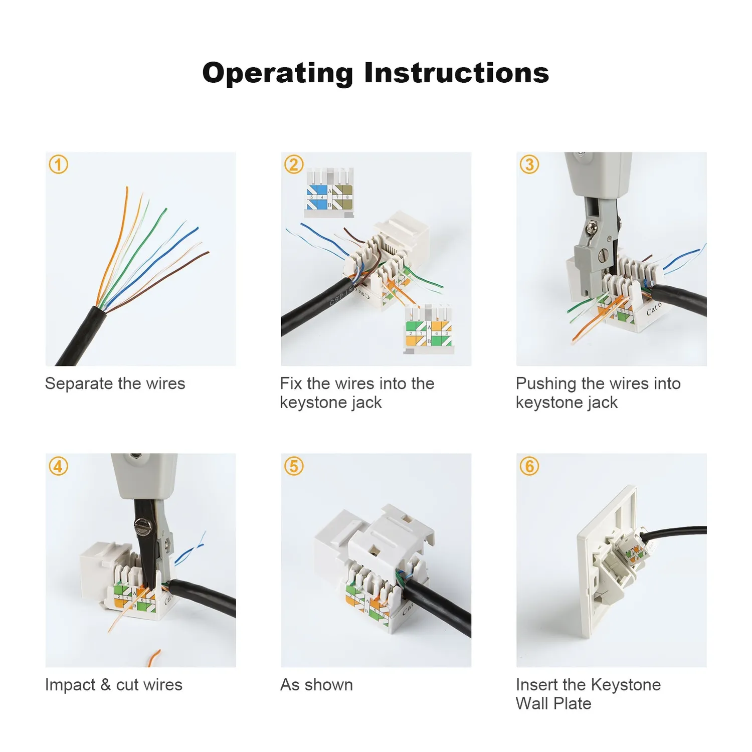 CableCreation 20-Pack Cat6 RJ45 Keystone Jack module connector