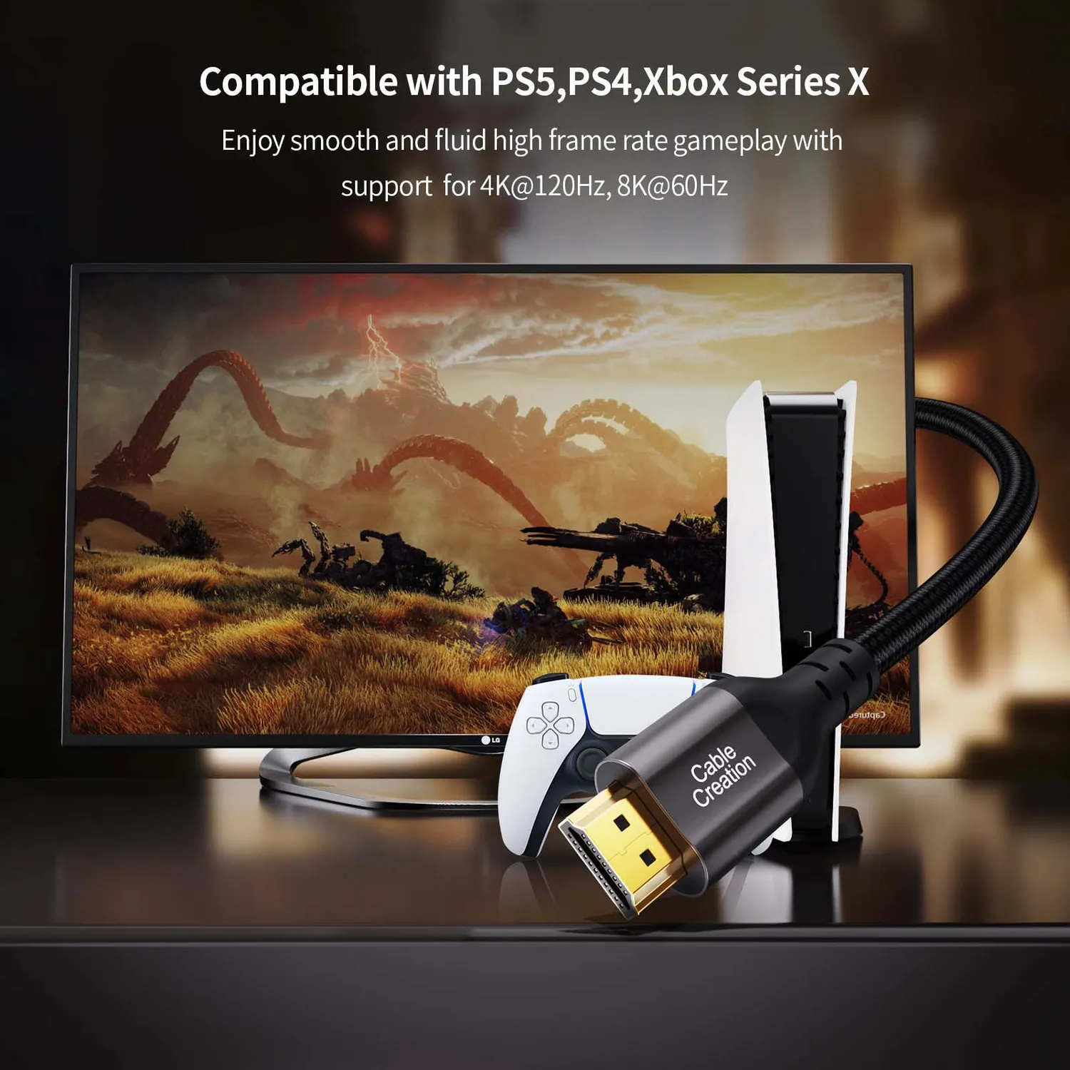 CableCreation Ultra HD HDMI kabel 8K grijs 1 m