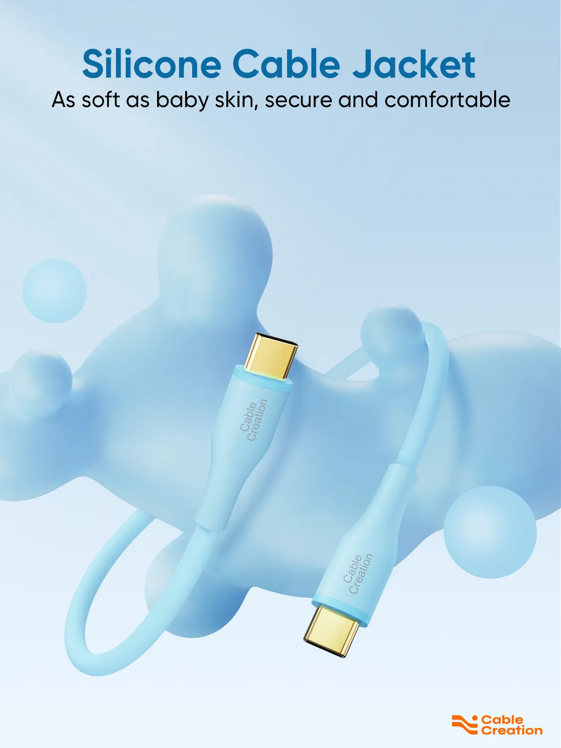 CableCreation Soft Silicone USB-C naar USB-C kabel 2m 60W