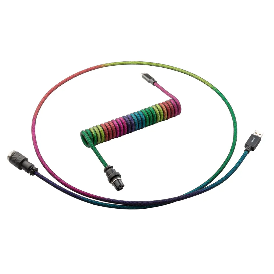 CableMod Pro Coiled toetsenbordkabel Dark Rainbow 150cm USB-C