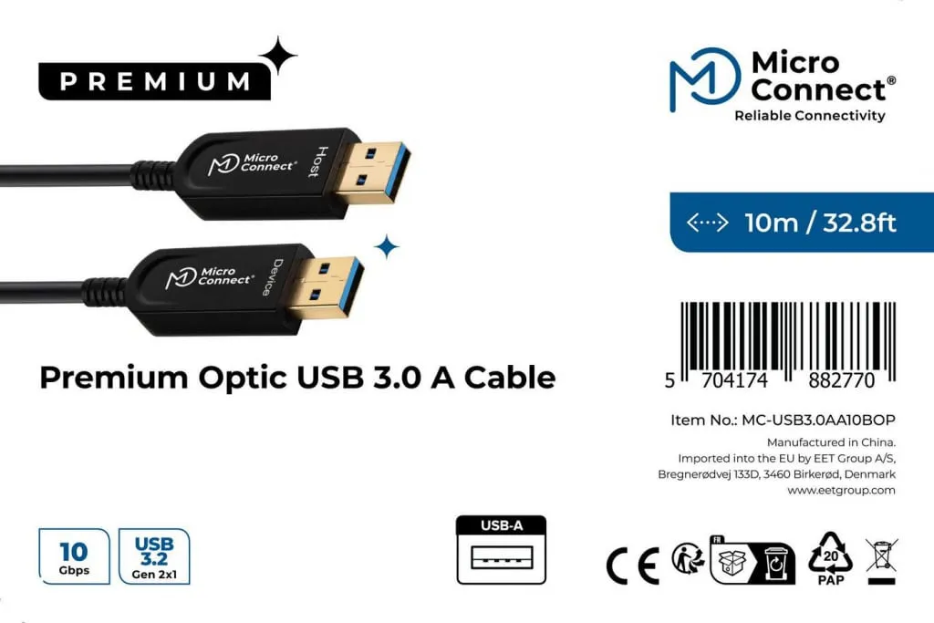 Microconnect Premium Optic Fiber USB 3.0 A kabel 10m LSZH