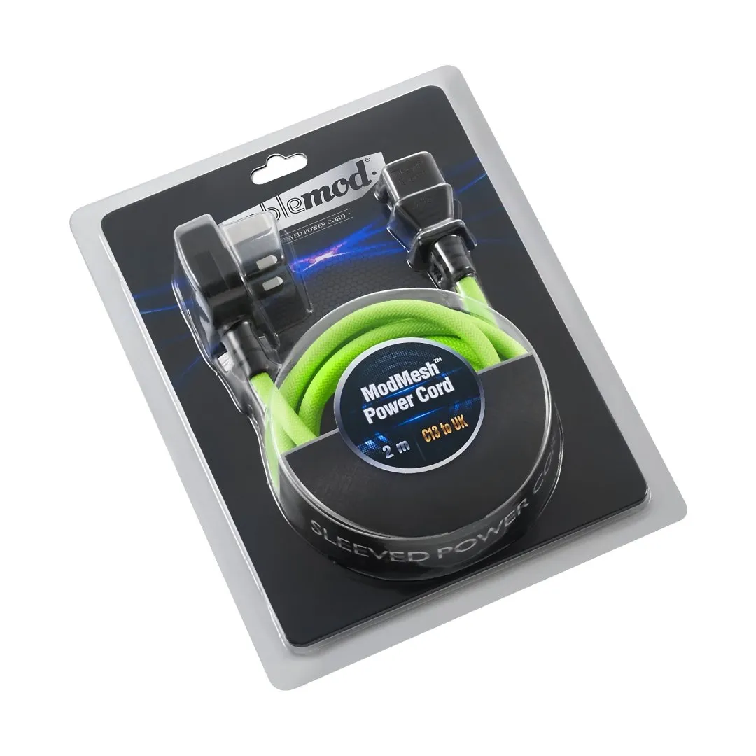 CableMod ModMesh stroomkabel C13-UK 2m lichtgroen