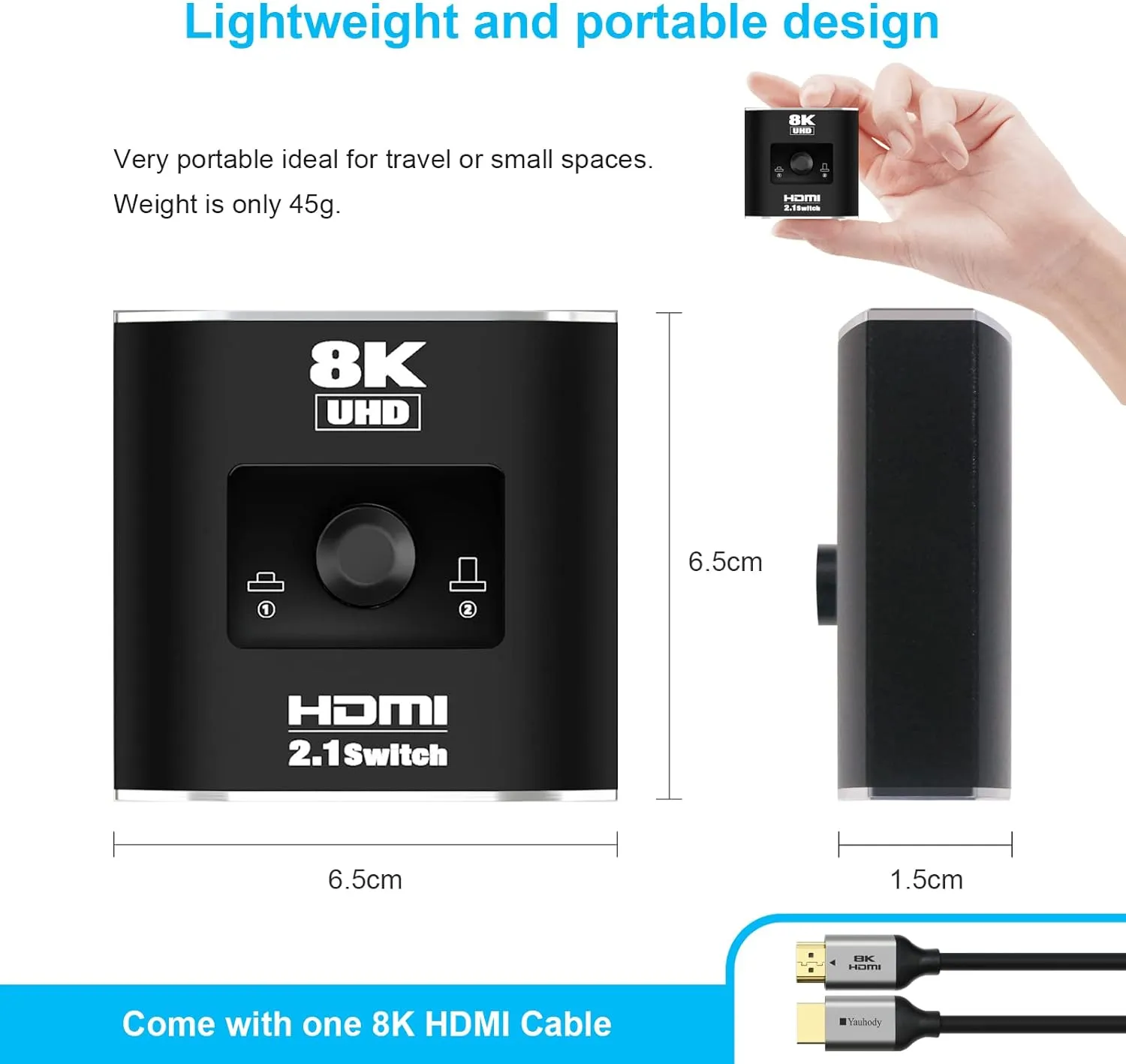 Yauhody 2 in 1 8K@60Hz HDMI-switch 2-poort 4K120Hz
